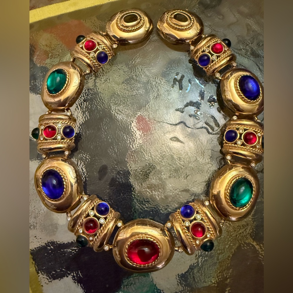 Vintage byzantine jeweled collar necklace stunning exceptional need repair READ
